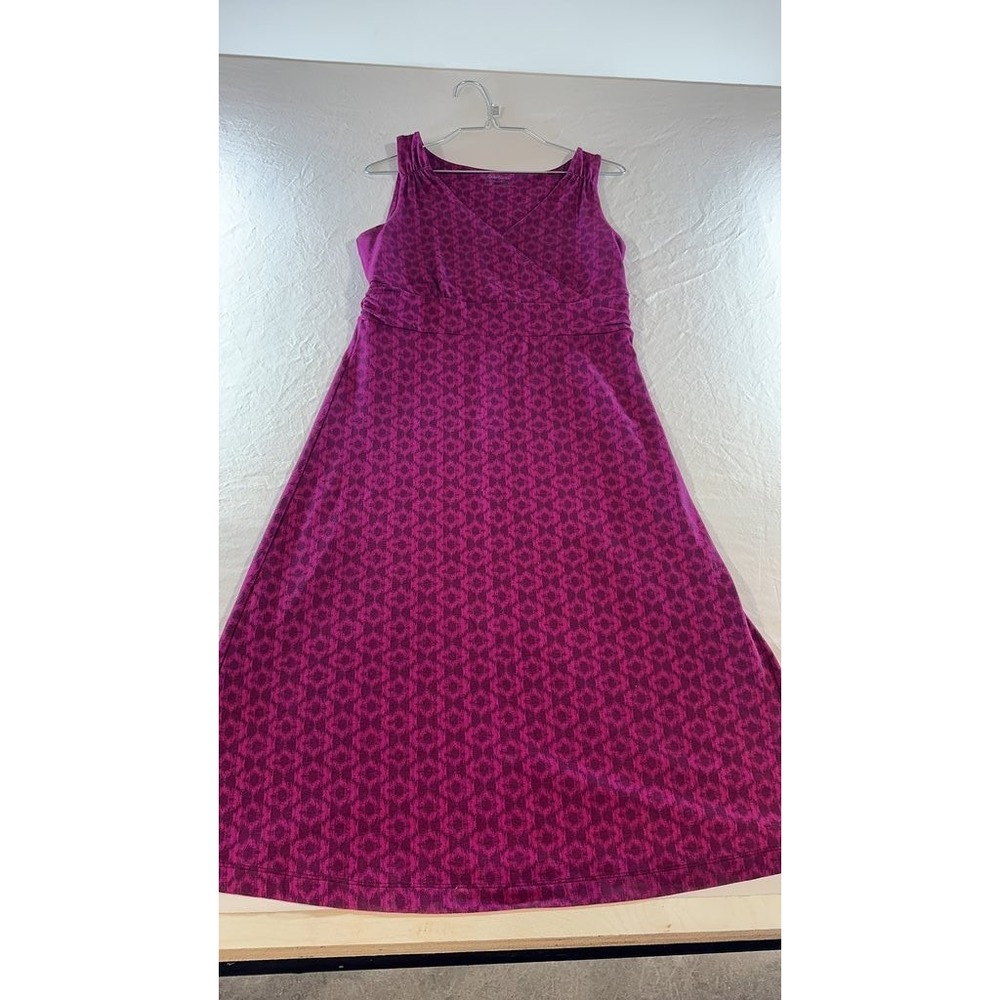 Eddie Bauer Pink Geometric Sleeveless Empire Waist Flared Dress Small